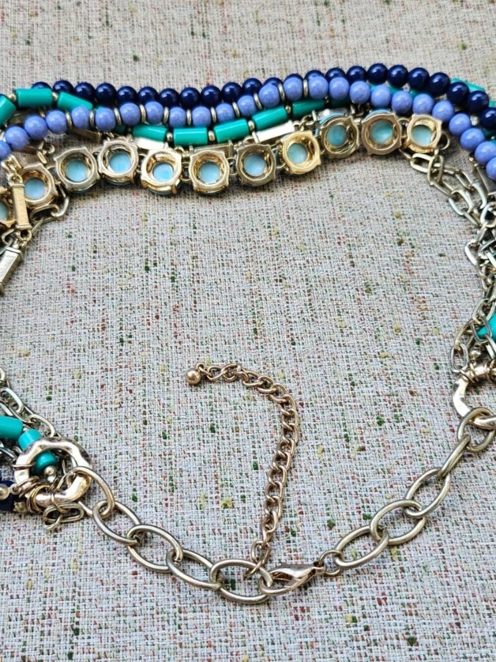 Statement Necklace Beaded Blue/Turquoise Tone Fashion Jewelry Necklace Unbrand - Picture 4 of 8